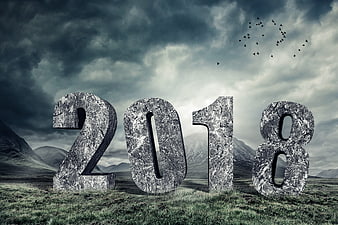 Stone 2018 Numbers in Dramatic Mountain Landscape