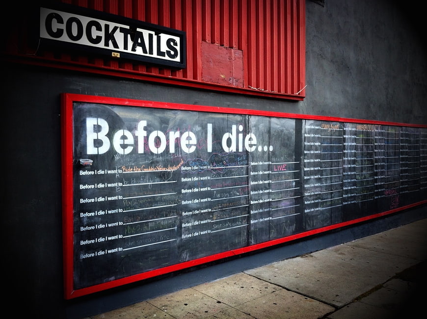 Before I Die Chalkboard Wall Art In Urban Bar Setting