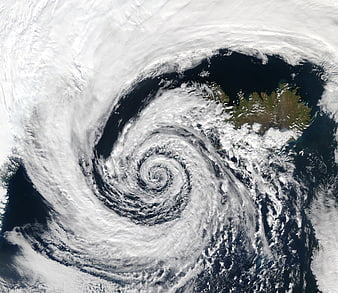 Satellite View of Cyclone Approaching Iceland