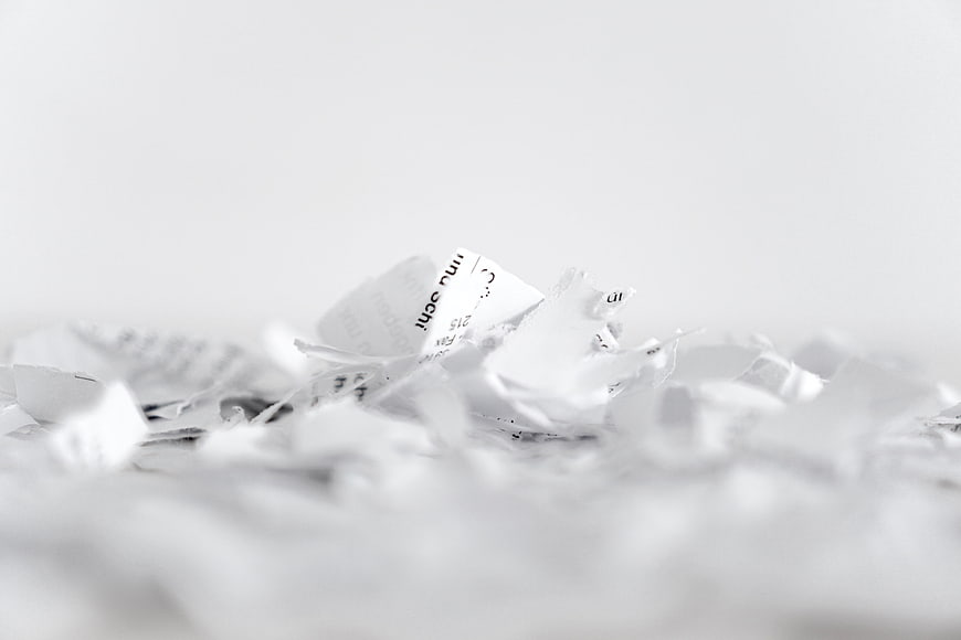 Shredded Paper Strips on White Background