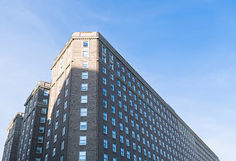 Low Angle View of Modern Brick Apartment Building