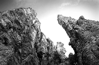 Dramatic Black and White Rock Formation Skyline