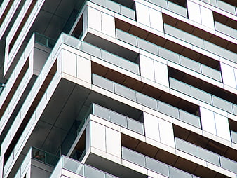 Modern Architectural Facade with Geometric Balconies