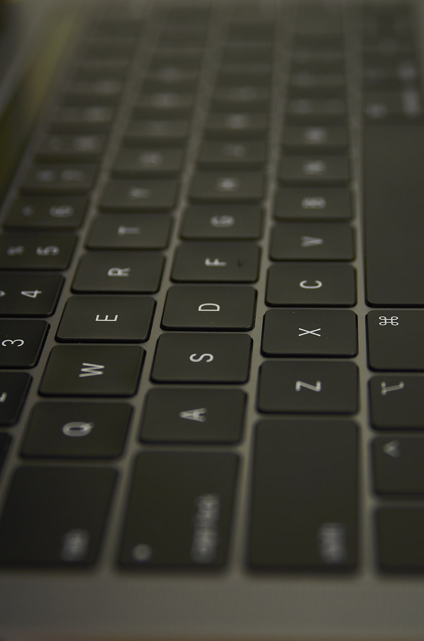 Close-up of laptop keyboard keys with shallow depth of field