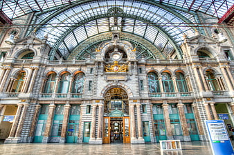 Grand Interior of Antwerp Central Station Architecture