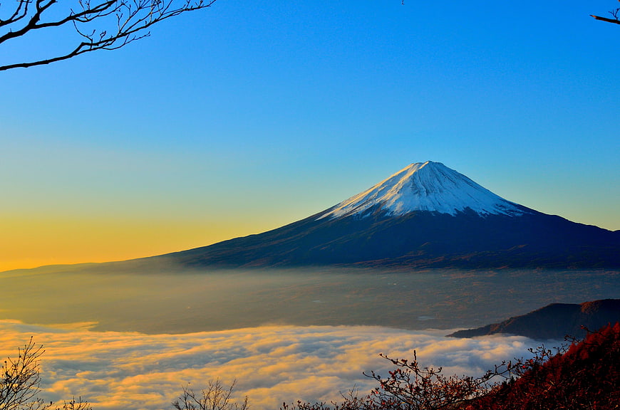 Mount Fuji Sunrise Over Sea of Clouds