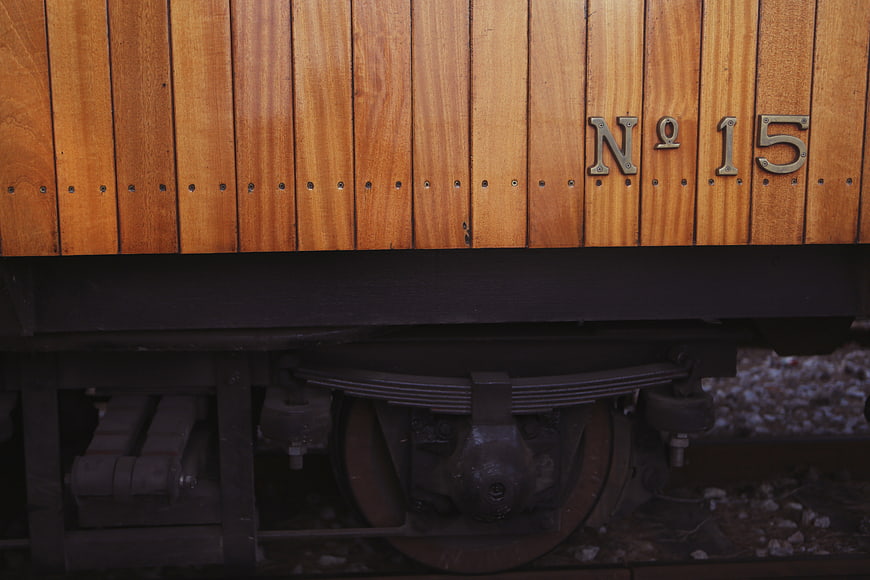 Vintage Wooden Train Carriage Detail with Number 15