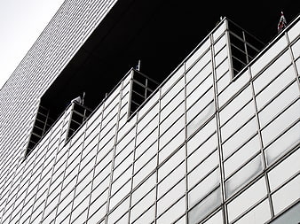 Modern Glass Office Building Facade with Diagonal Perspective
