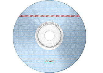 Blue CD with Binary Code Pattern and Red Data Sequence