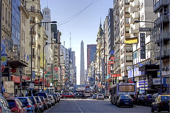 Buenos Aires Obelisk on Corrientes Avenue Cityscape