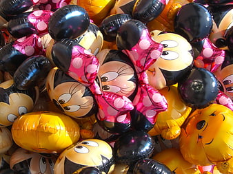 Mickey and Minnie Mouse Foil Balloons At Disneyland Paris