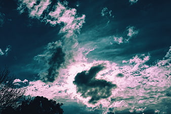 Dramatic Pink and Teal Clouds in a Moody Sky