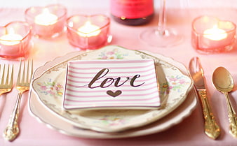 Romantic Valentine's Day Table Setting with Vintage China and Candles