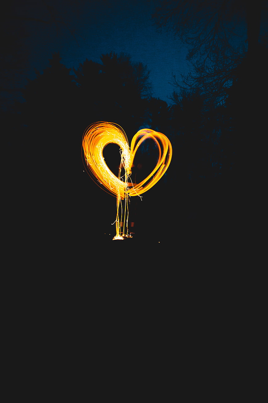 Sparkler Heart Light Painting at Night