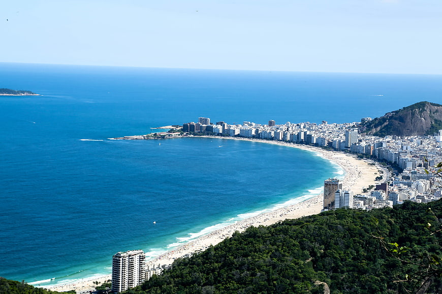 Aerial View of Copacabana Beach and Rio de Janeiro Skyline