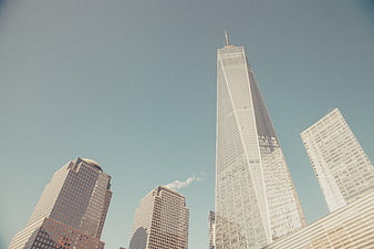 Low angle view of One World Trade Center in New York City
