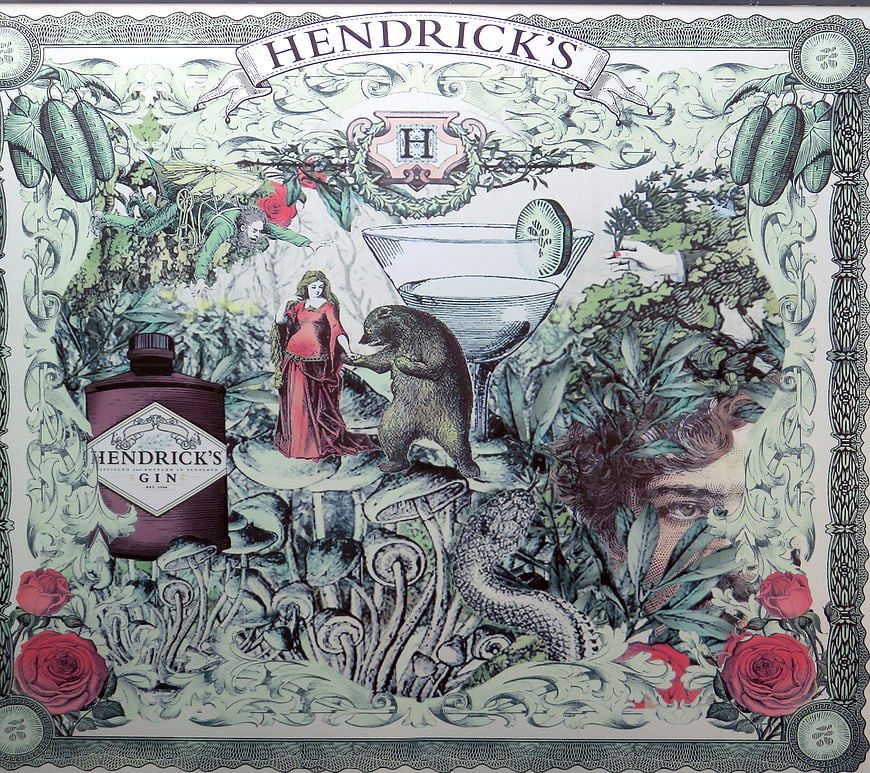 Surreal Hendrick's Gin Vintage Style Illustration