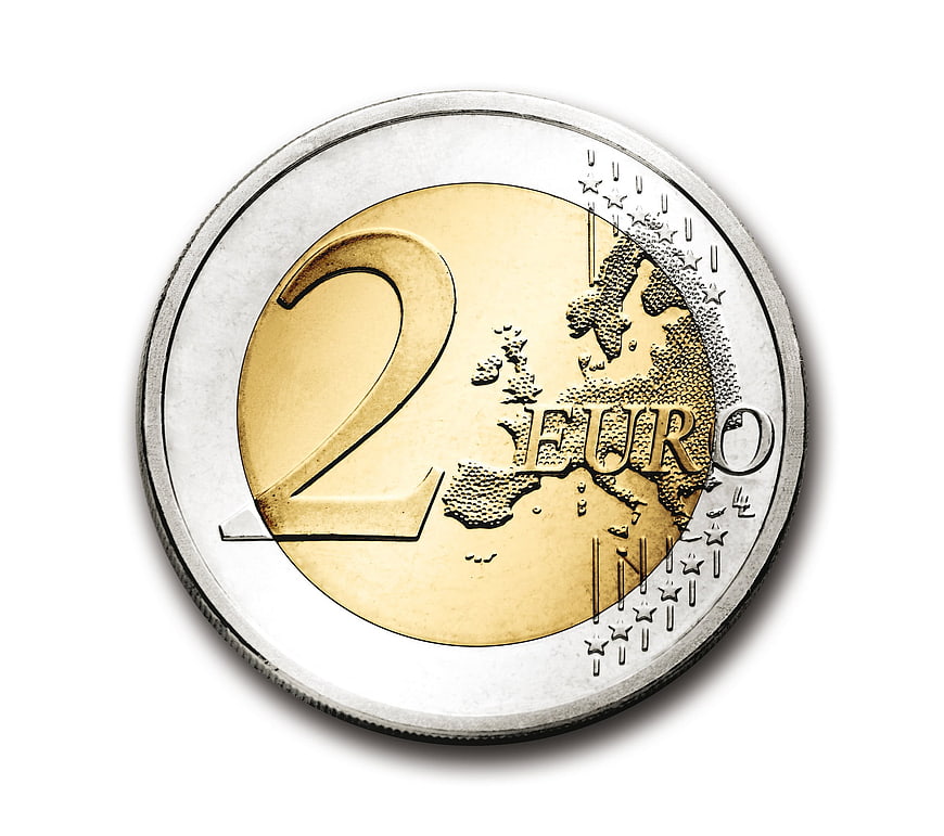 Two Euro Coin Isolated on White Background