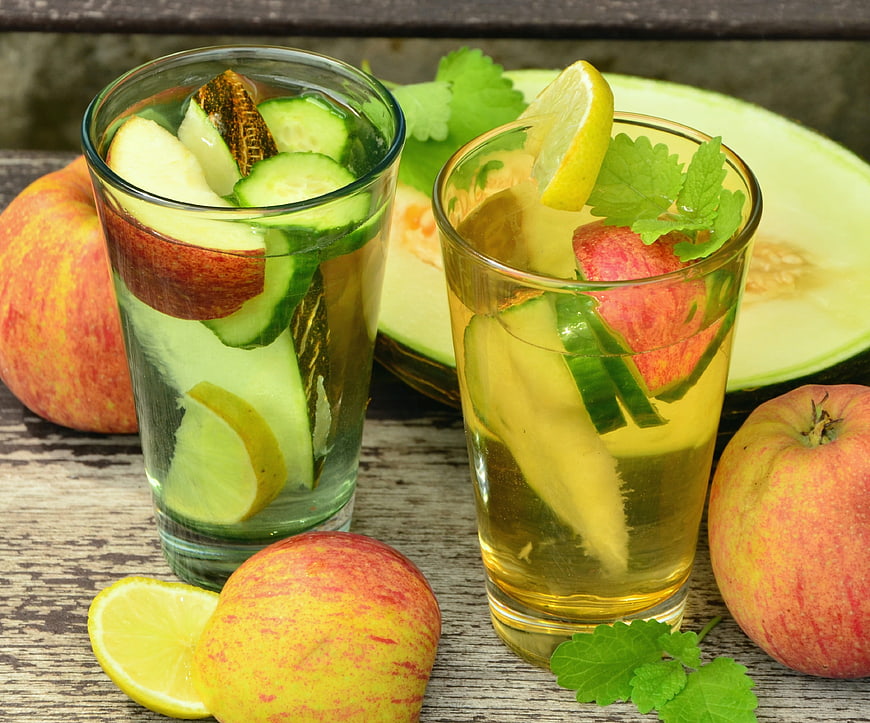 Refreshing Detox Water with Apple, Cucumber, and Melon