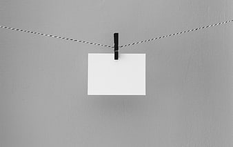 Minimalist Blank White Card Hanging on Twine with Black Clip