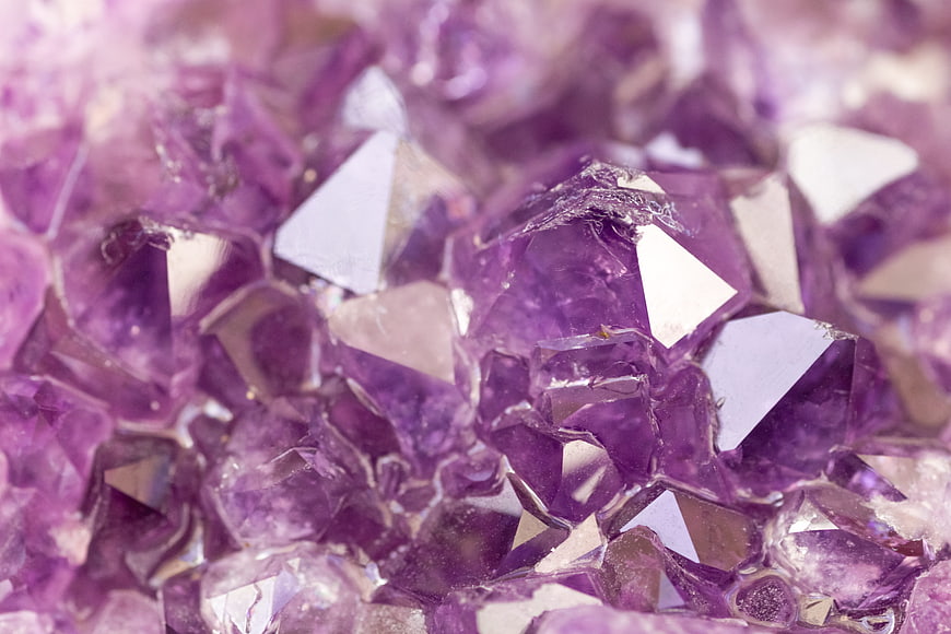 Macro Photography of Purple Amethyst Crystal Cluster