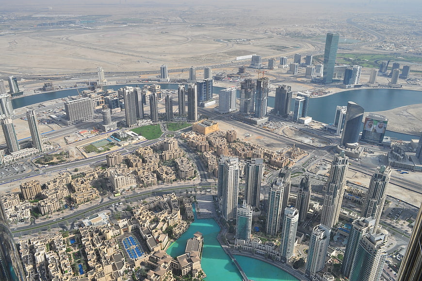 Aerial View of Dubai Marina Skyscrapers and Waterfront