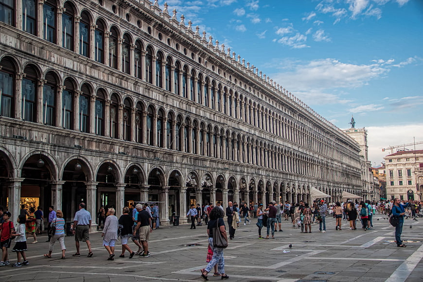 St. Mark's Square Venice Italy with tourists and architecture