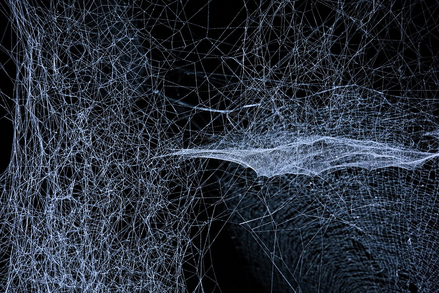 Intricate Spider Web on Black Background