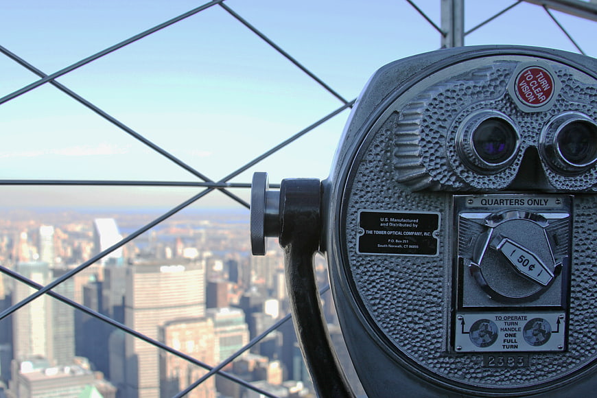 Coin-Operated Binoculars with New York City Skyline View