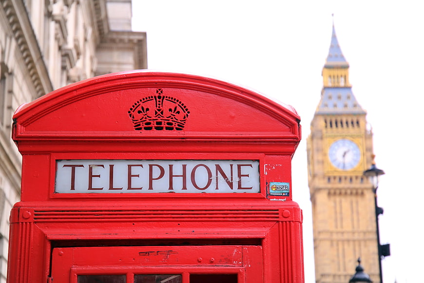 Red Telephone Booth with Big Ben in Background