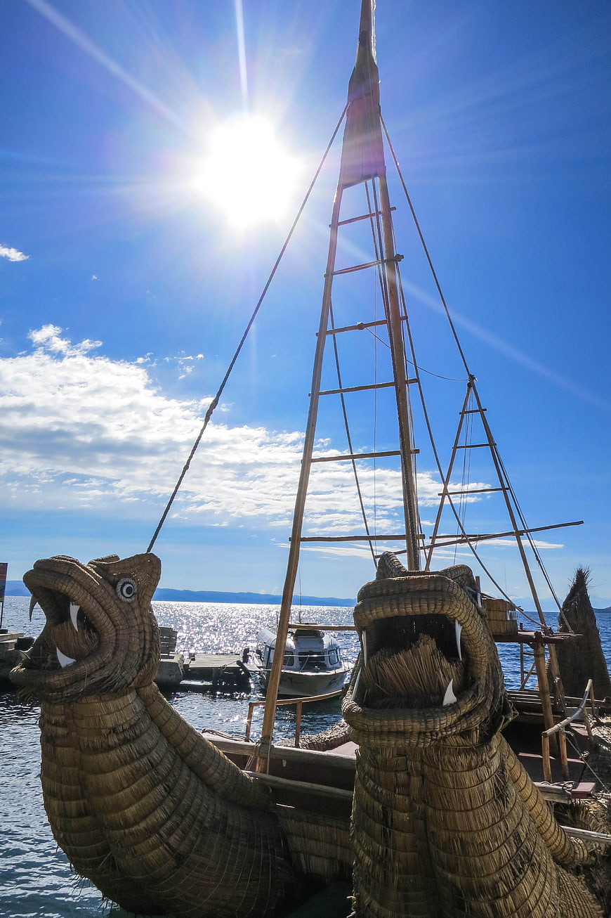 Traditional Totora Reed Boats on Lake Titicaca