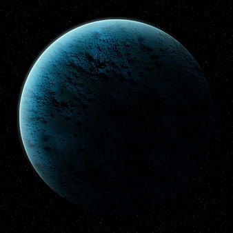 Blue Planet in Space with Starry Background