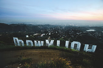 Hollywood Sign at Sunset Overlooking Los Angeles Cityscape