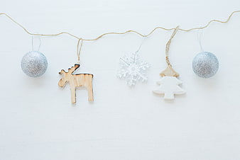 Minimalist Christmas Ornaments on White Background