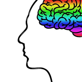 Rainbow Brain Inside Human Head Silhouette Illustration