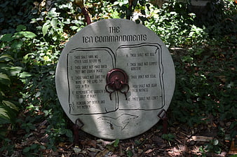 Stone Tablet of the Ten Commandments in Garden