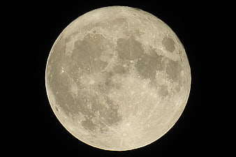 Full Moon Close-Up with Craters on Black Background