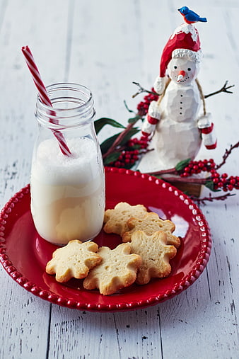 Christmas Milk and Cookies with Snowman Decoration
