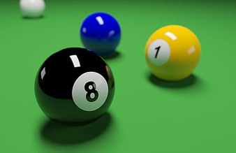 Pool balls on green felt table