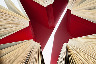 Red Open Books Arranged in Circle Pattern