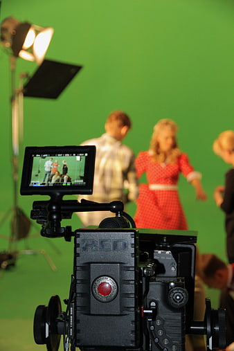 Professional RED Cinema Camera on Green Screen Film Set