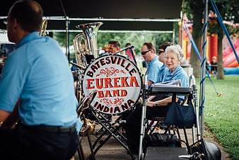 Senior woman playing in Batesville Eureka Indiana marching band