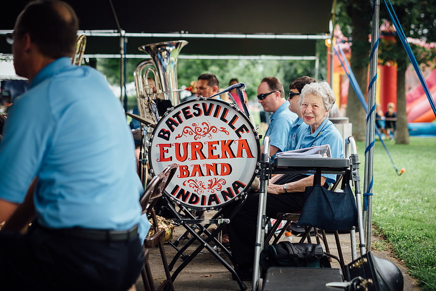 Senior woman playing in Batesville Eureka Indiana marching band