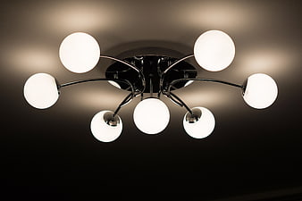 Modern Ceiling Light Fixture with Glowing Spheres