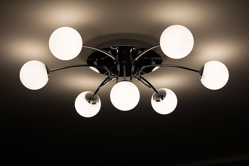 Modern Ceiling Light Fixture with Glowing Spheres
