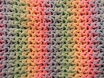 Colorful Rainbow Crochet Pattern Textile Close-Up