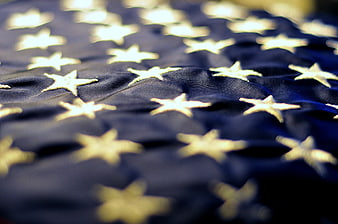 Close-up of American Flag Stars on Blue Fabric