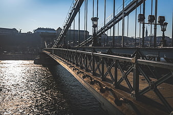 Chain Bridge Budapest Architecture Over River Danube