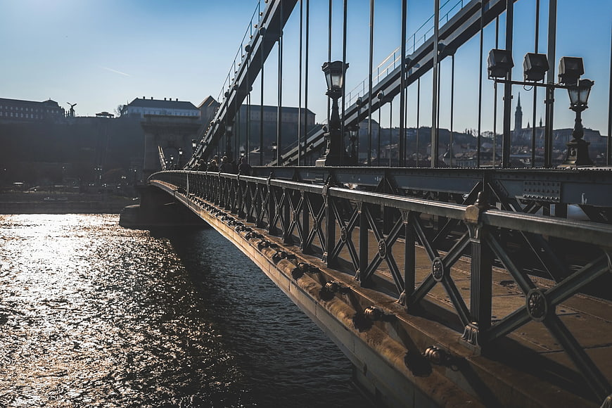 Chain Bridge Budapest Architecture Over River Danube