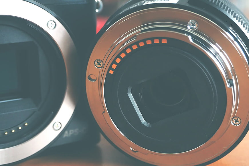 Close-up of Camera Lens Mount and Sensor Contacts